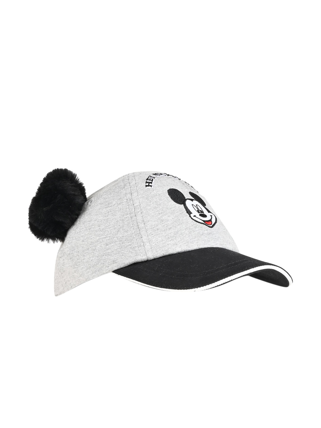 

Disney Boys Grey Melange & Black Embroidered Pure Cotton Visor Cap