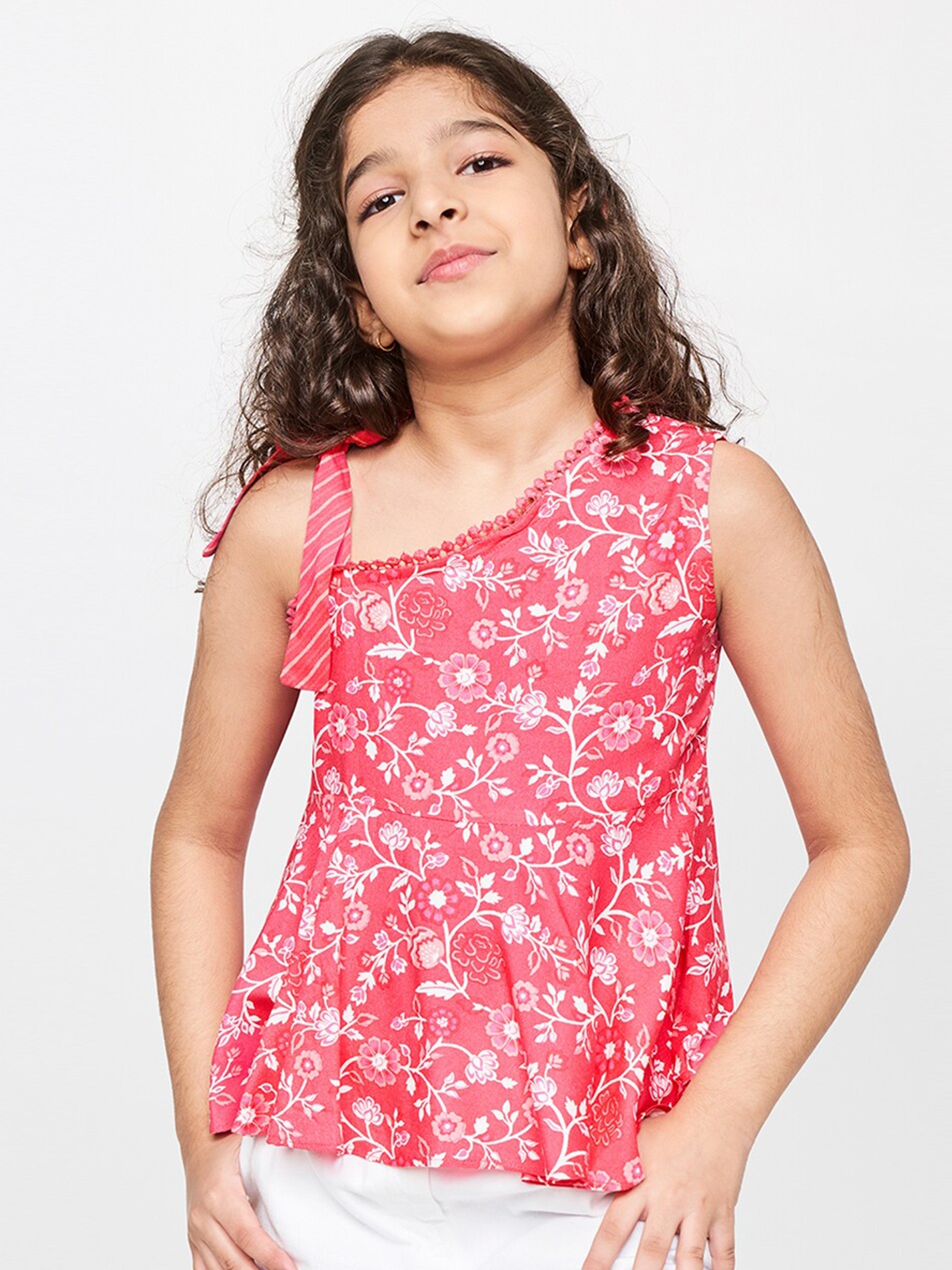 

Global Desi Pink Floral Print Top