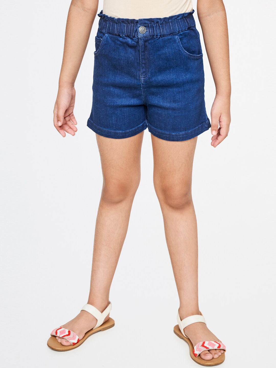 

Global Desi Girls Blue Skinny Fit Denim Shorts