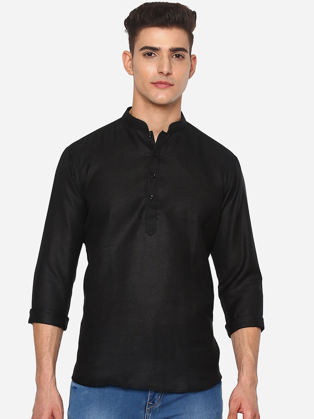 

JB STUDIO Men 100% Cotton Black Kurta