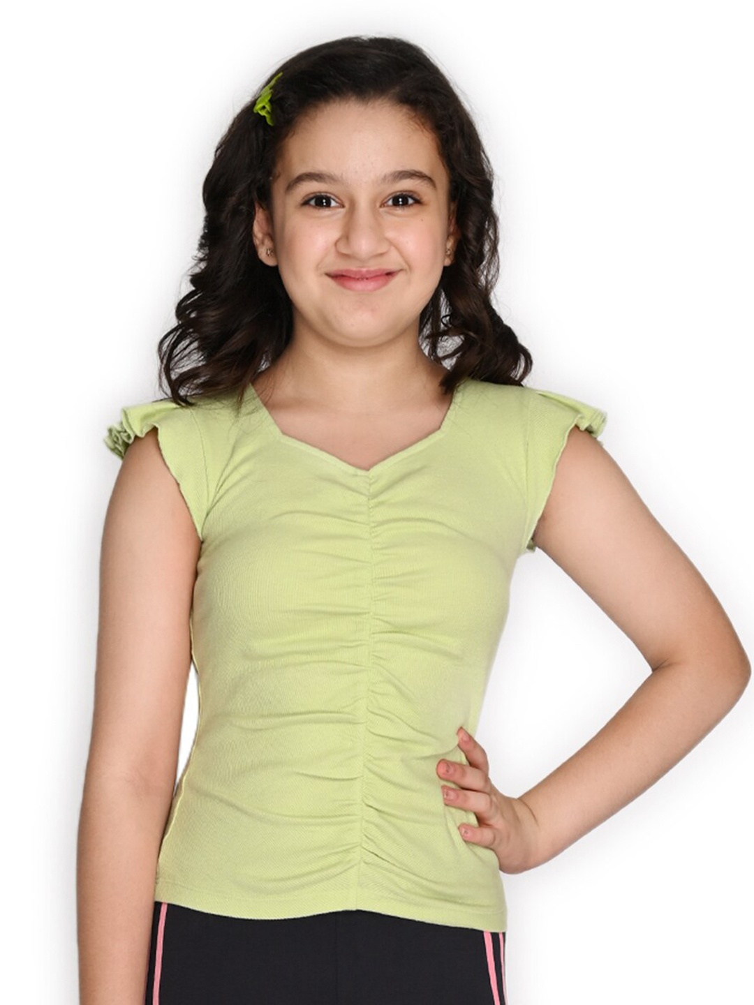 

SPUNKIES Girls Green Solid Organic Cotton Top