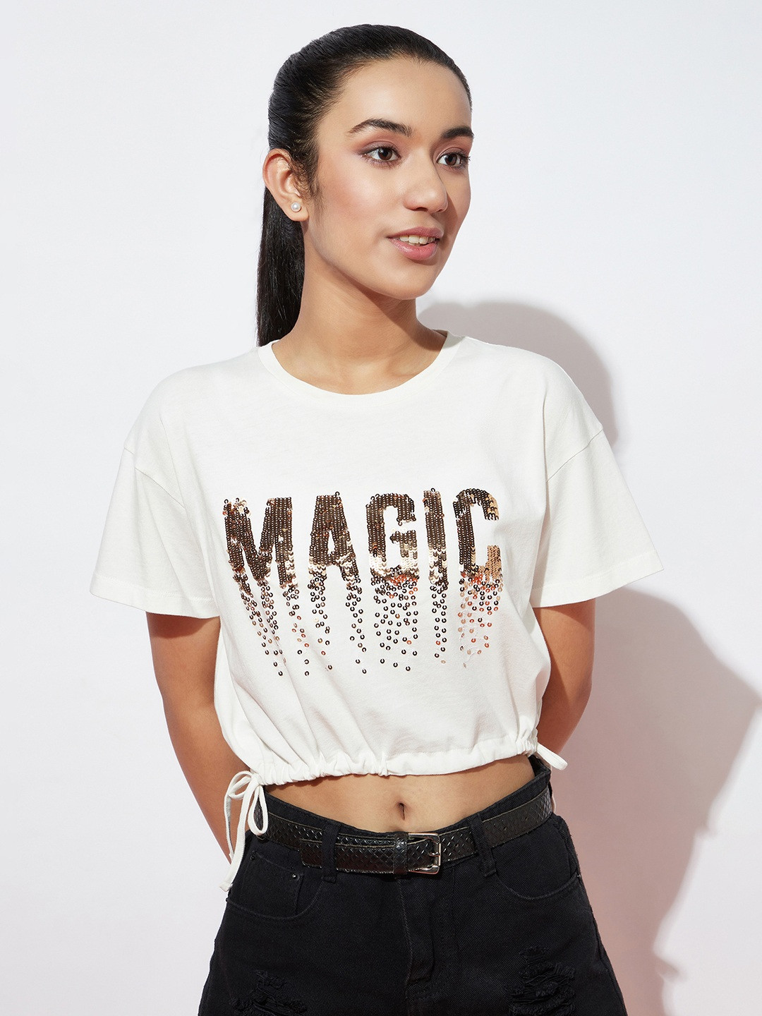 

SPUNKIES White Print Organic Cotton Boxy Top