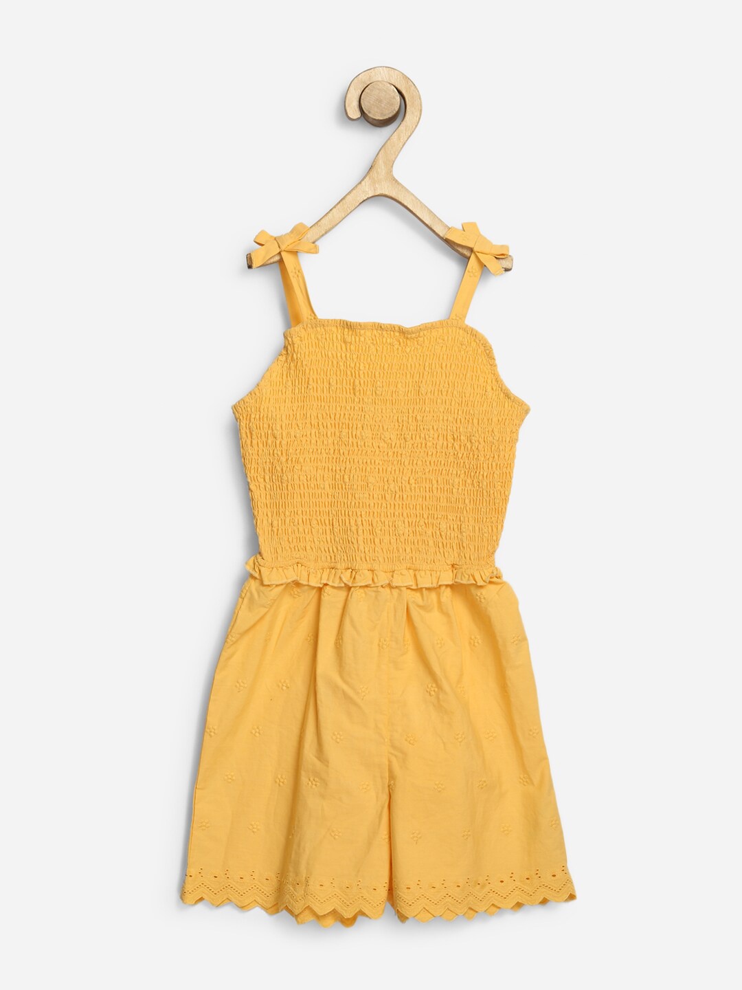 

SPUNKIES Girls Yellow Organic Cotton Jumpsuit