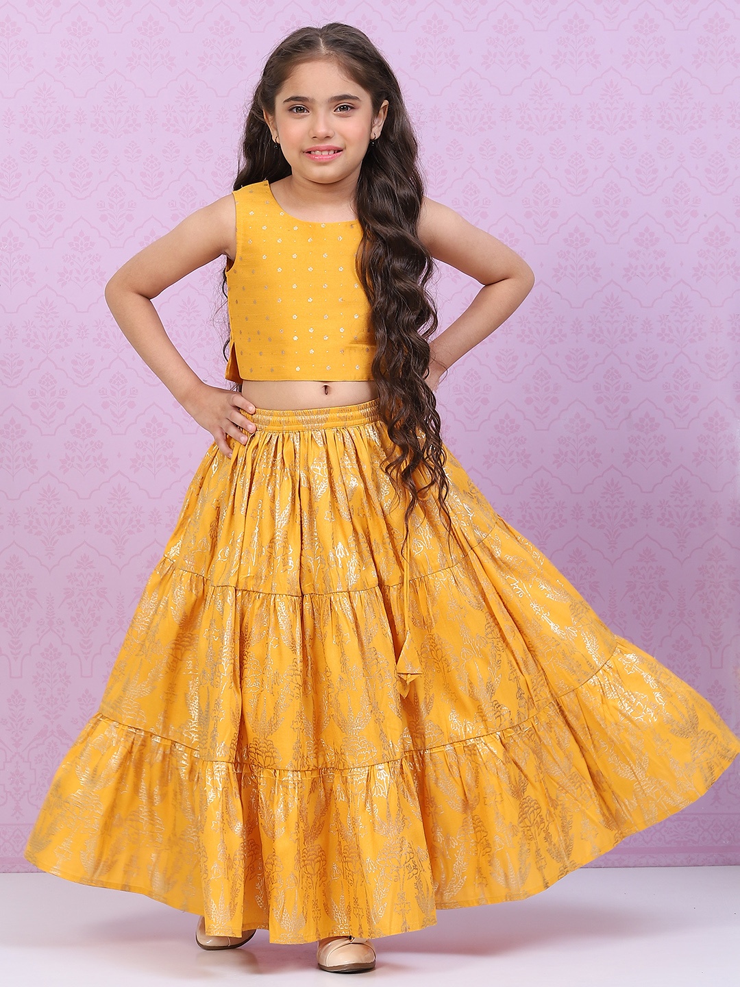 

Biba Girls Yellow Ready to Wear Lehenga