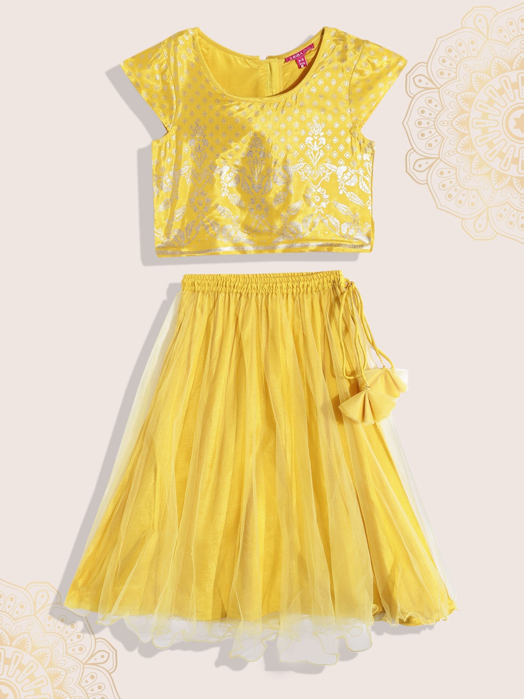 

Biba Girls Yellow & Gold-Toned Printed Ready to Wear Lehenga & Blouse
