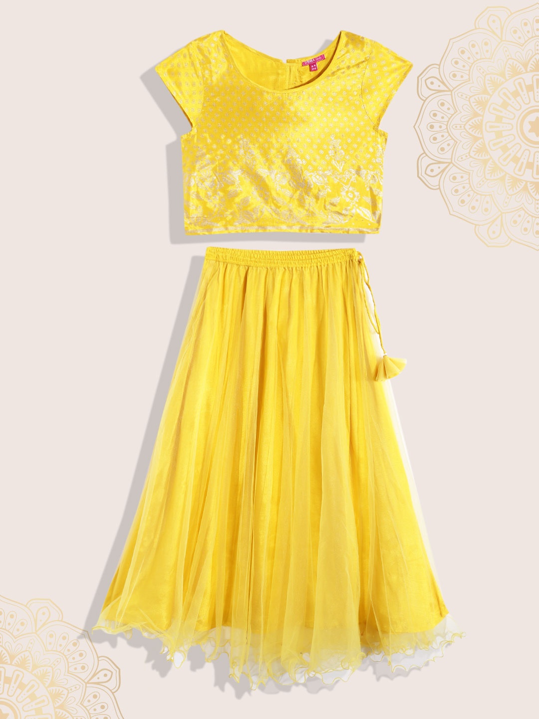 

Biba Girls Yellow & Gold-Toned Printed Ready to Wear Lehenga & Blouse