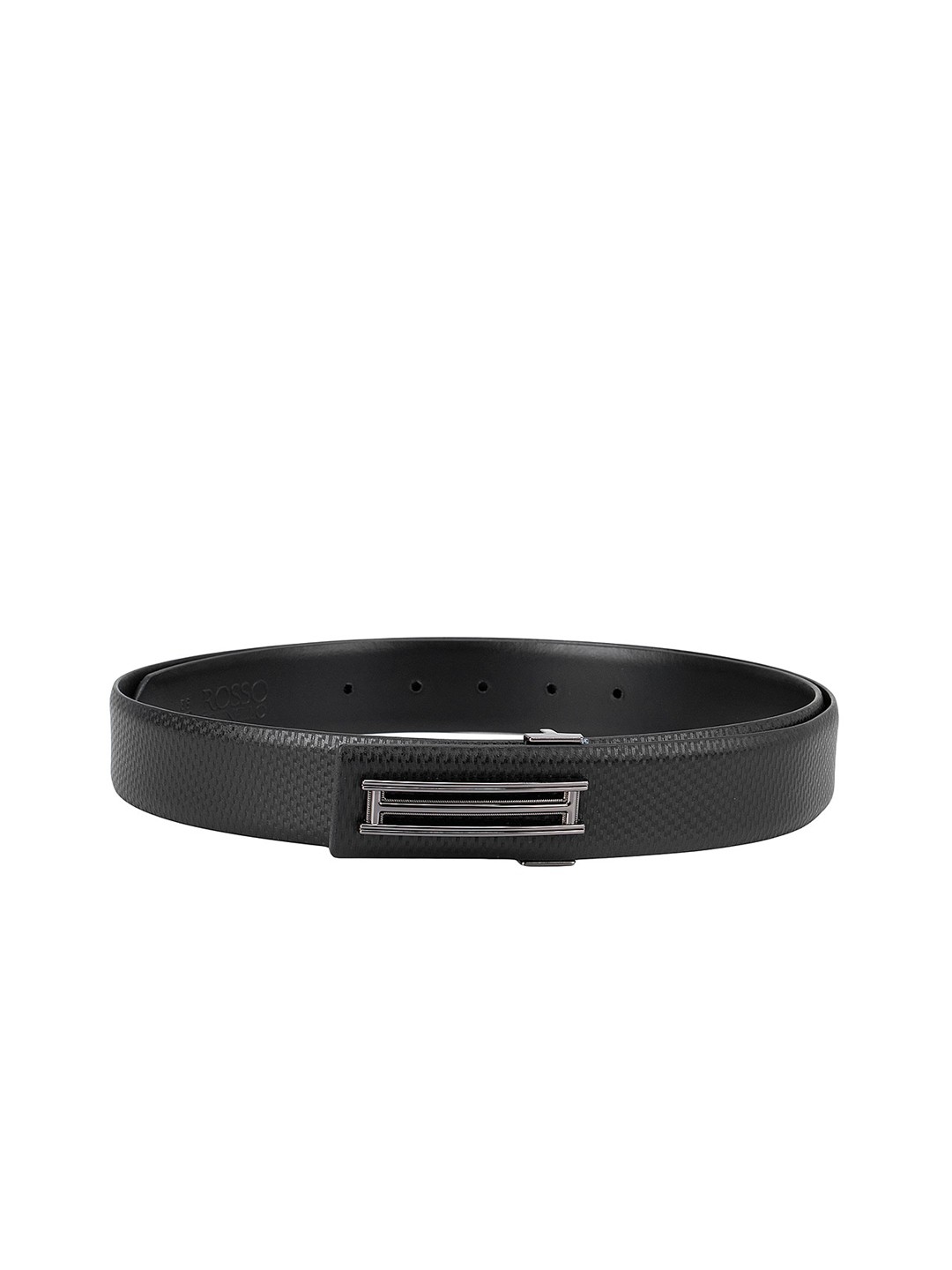 

ROSSO BRUNELLO Men Black Textured Leather Belt