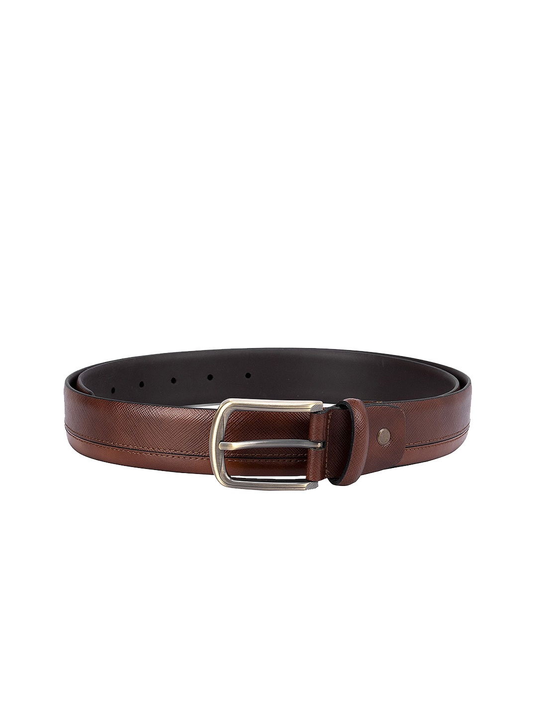 

ROSSO BRUNELLO Men Brown Textured Leather Formal Belt