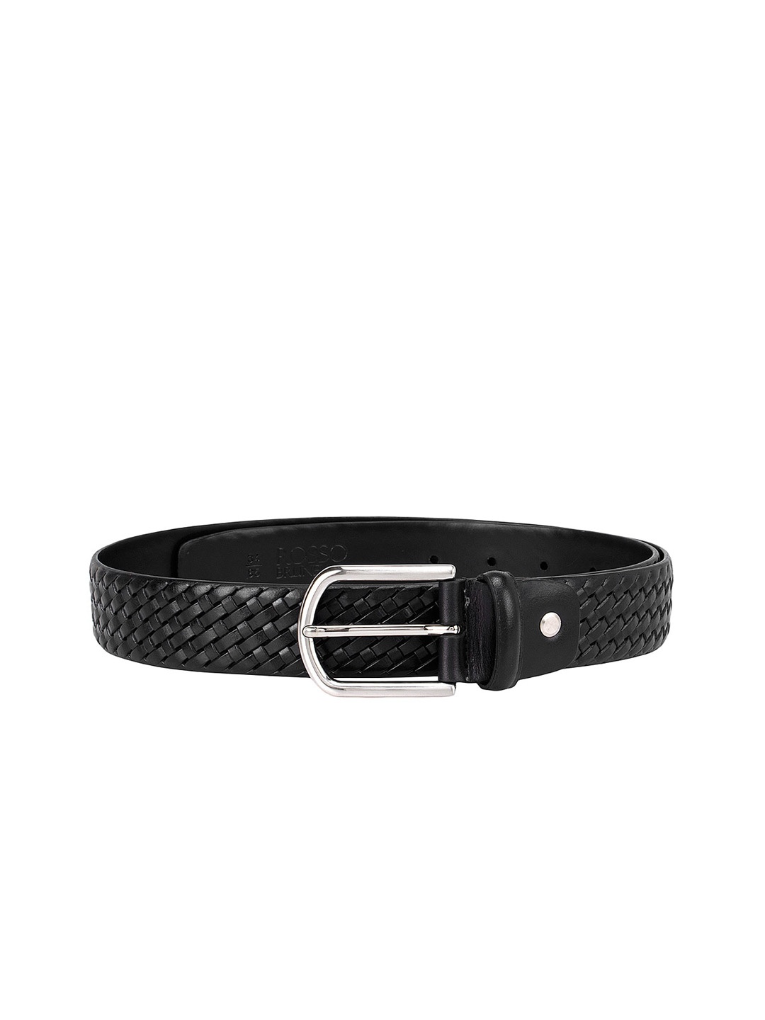 

ROSSO BRUNELLO Men Black Textured Leather Belt