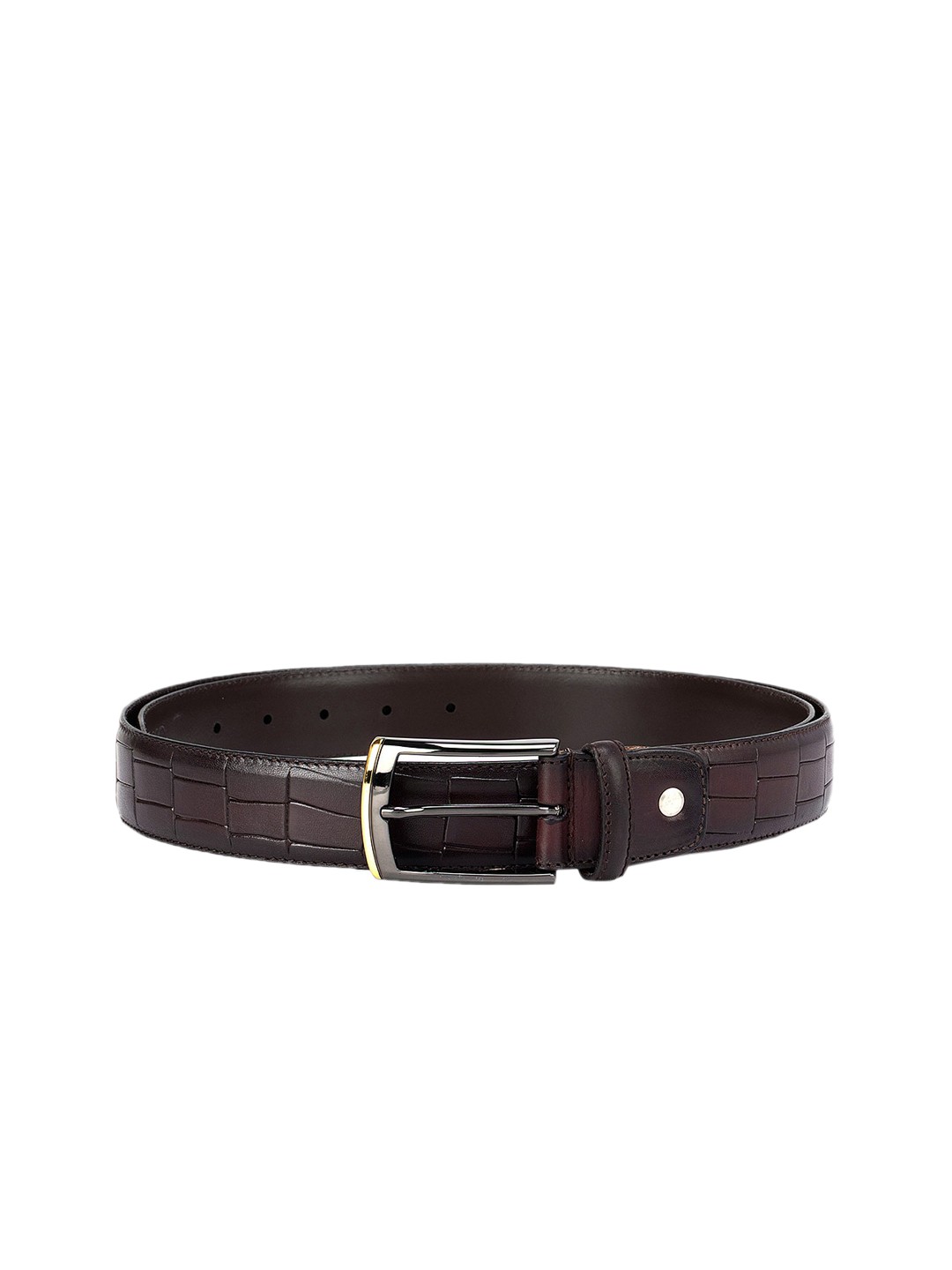 

ROSSO BRUNELLO Men Brown Textured Leather Belt