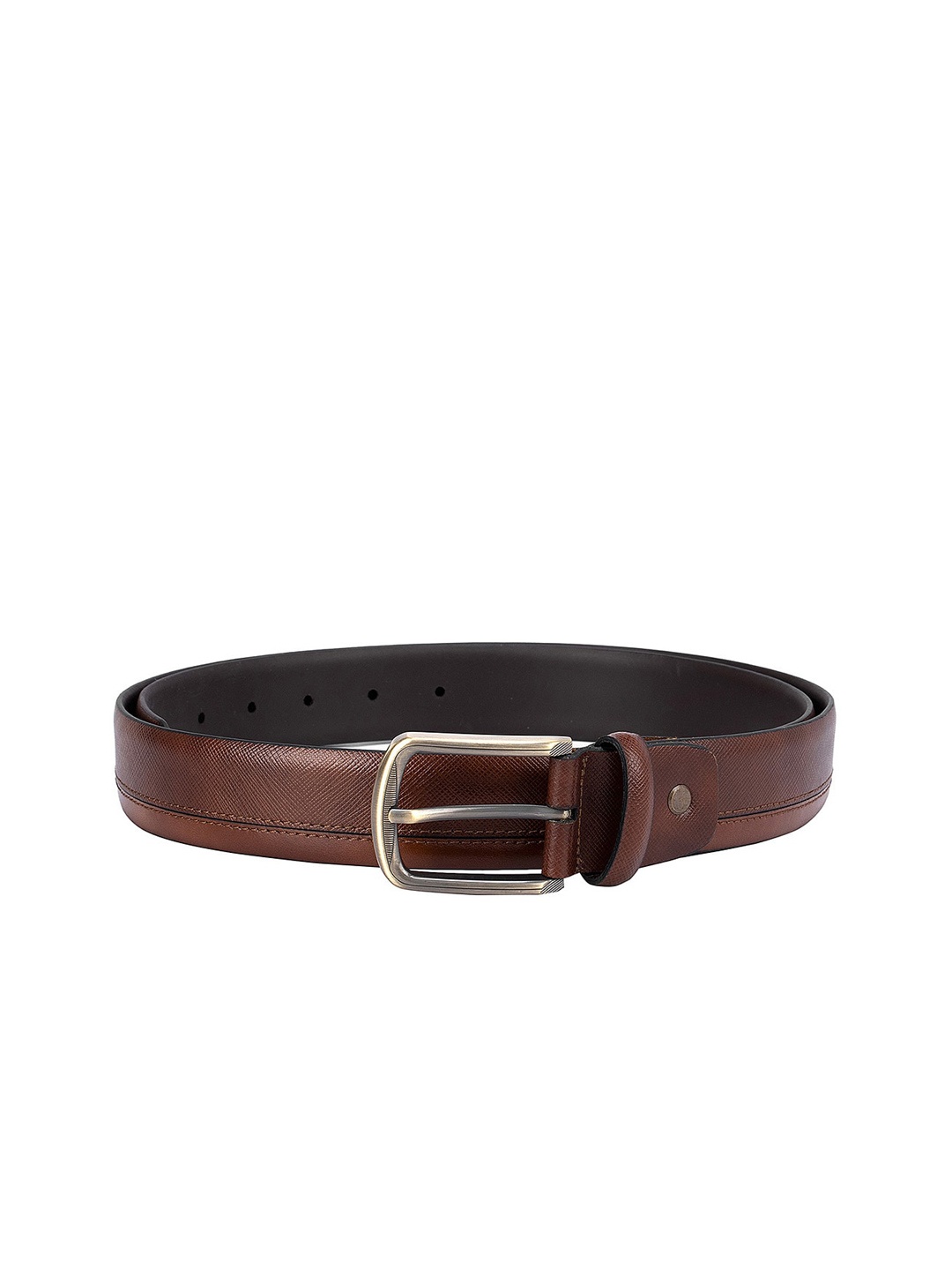 

ROSSO BRUNELLO Men Brown Textured Leather Belt