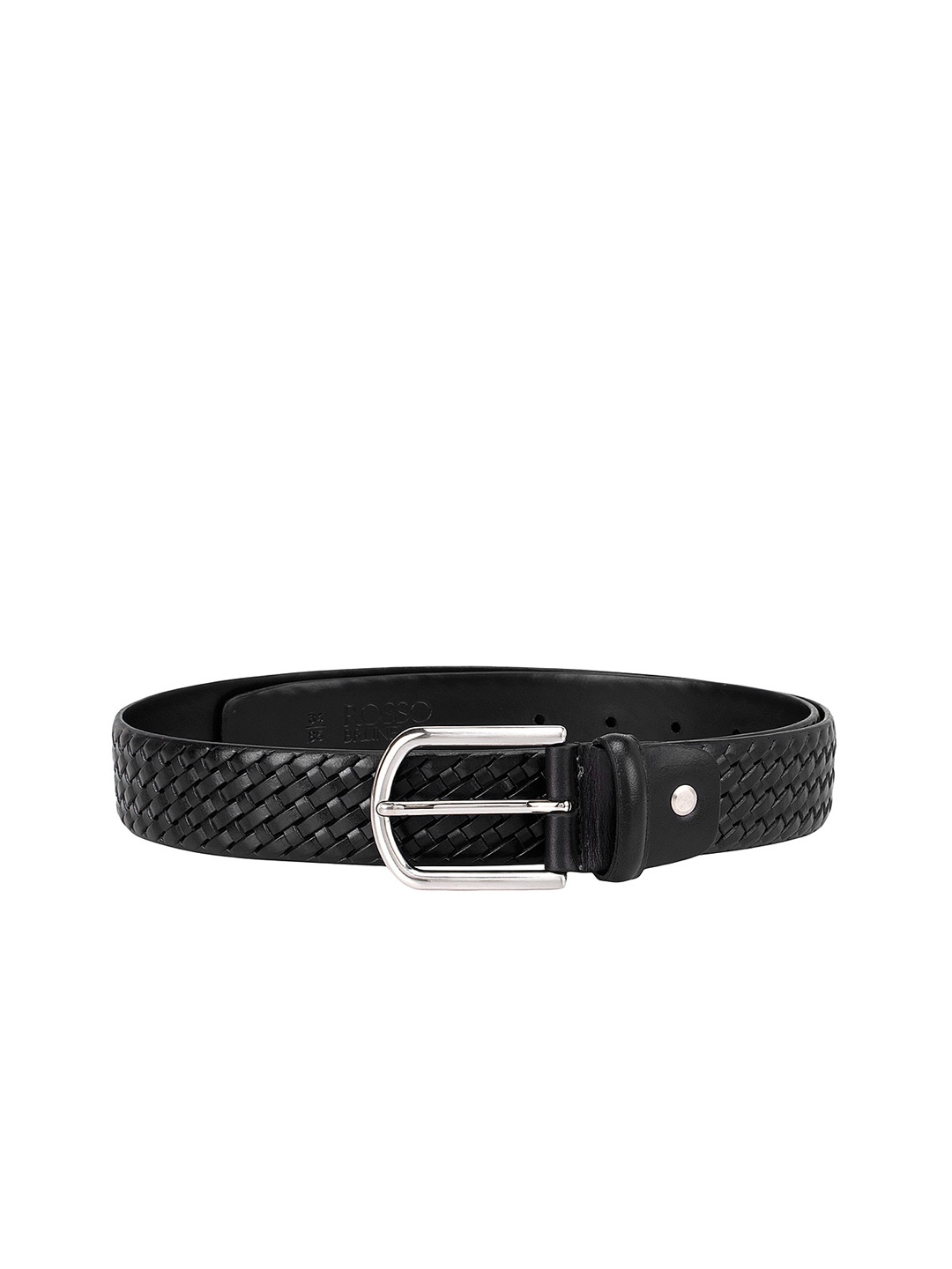 

ROSSO BRUNELLO Men Black Textured Leather Belt