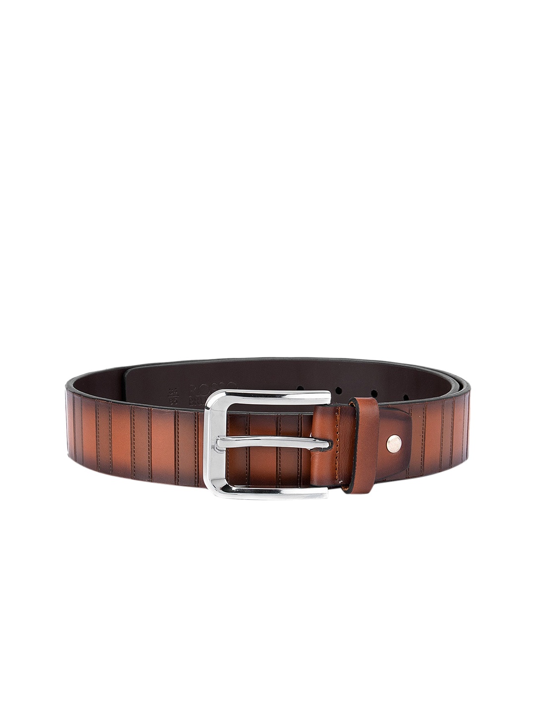 

ROSSO BRUNELLO Men Tan Textured Leather Formal Belt