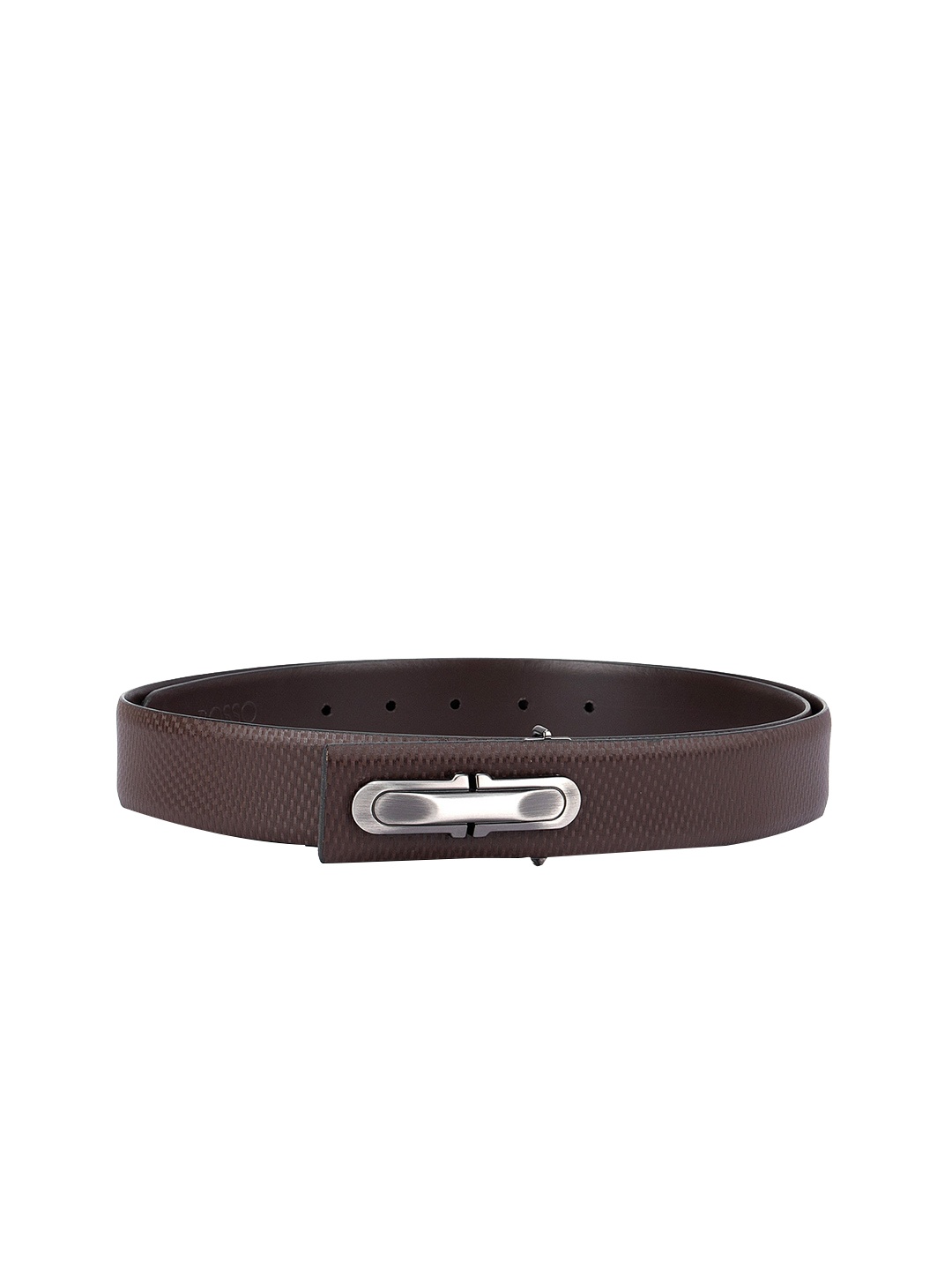 

ROSSO BRUNELLO Men Brown Textured Leather Belt