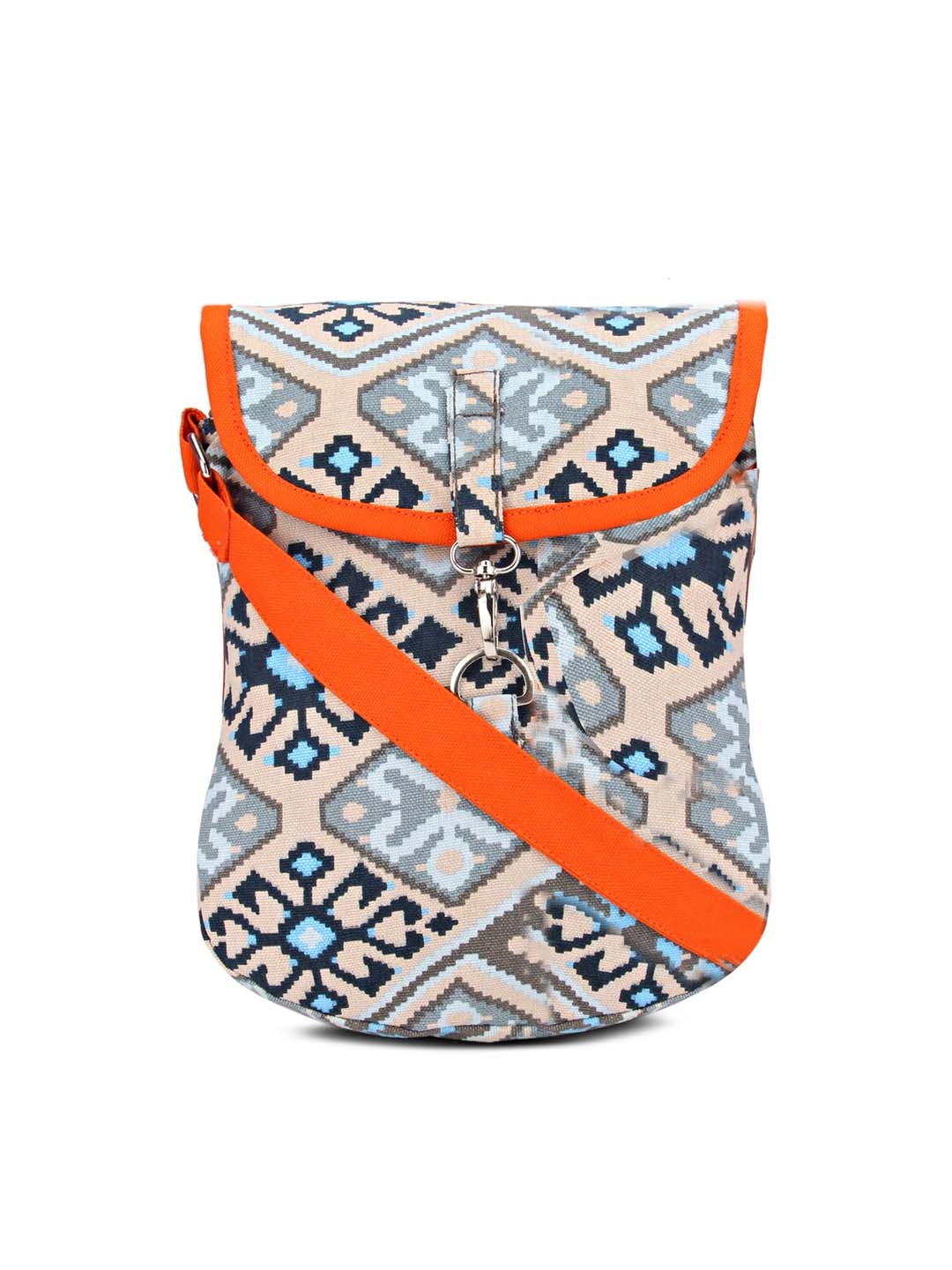 

Vivinkaa White & Navy Blue Printed Sling Bag