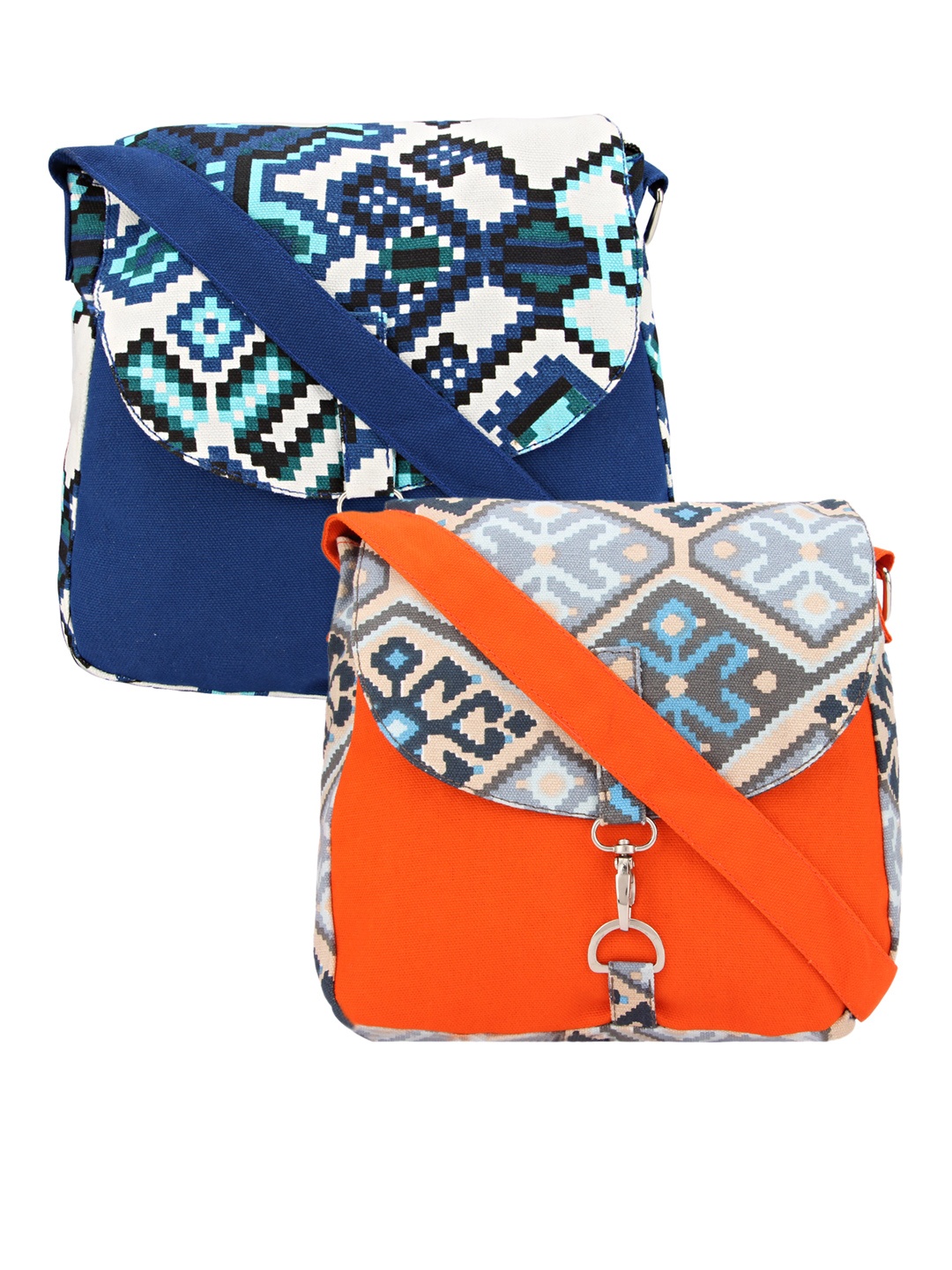 

Vivinkaa Pack of 2 Printed Sling Bags, Blue