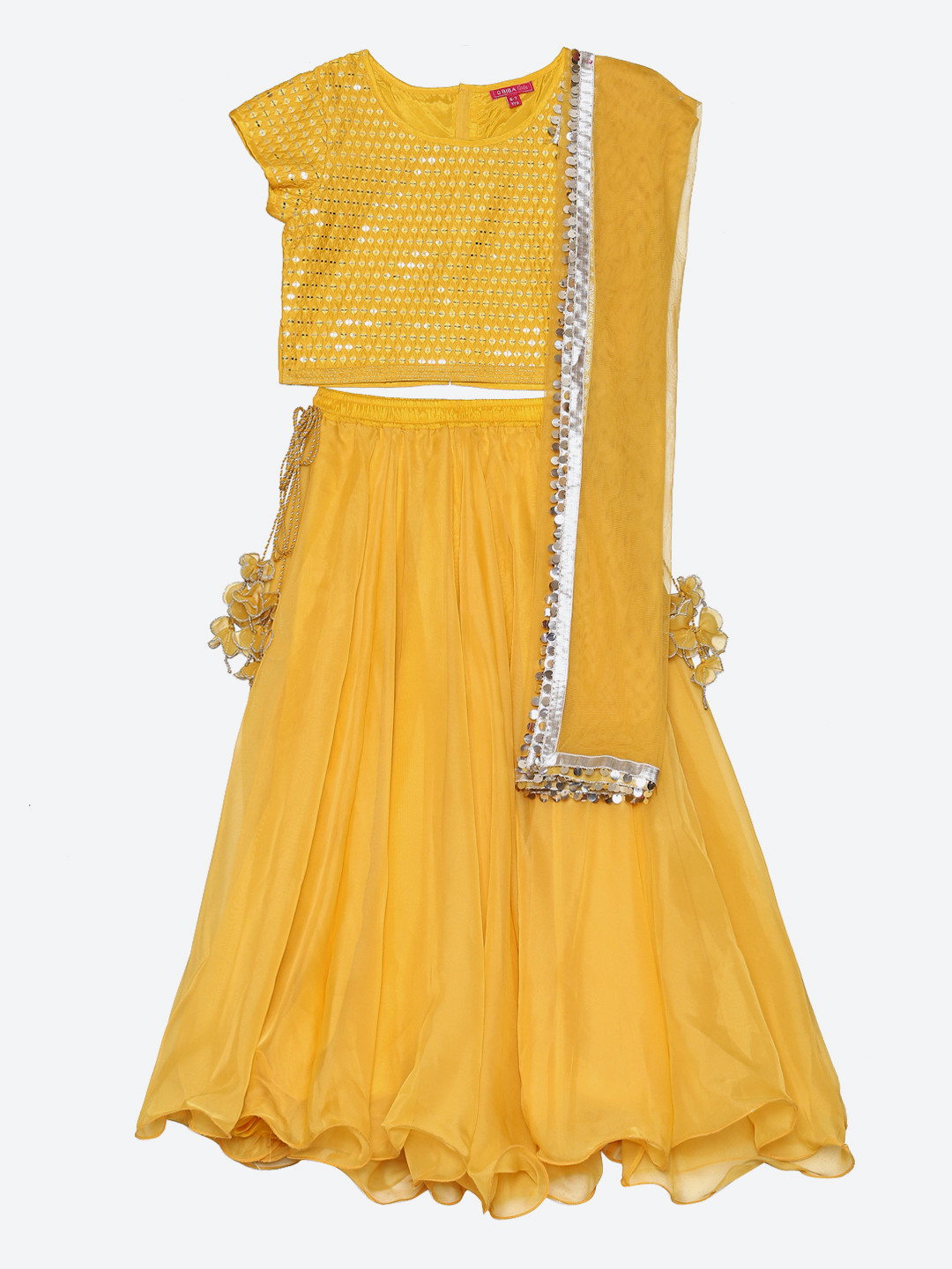 

Biba Girls Yellow Ready to Wear Lehenga & Blouse With Dupatta