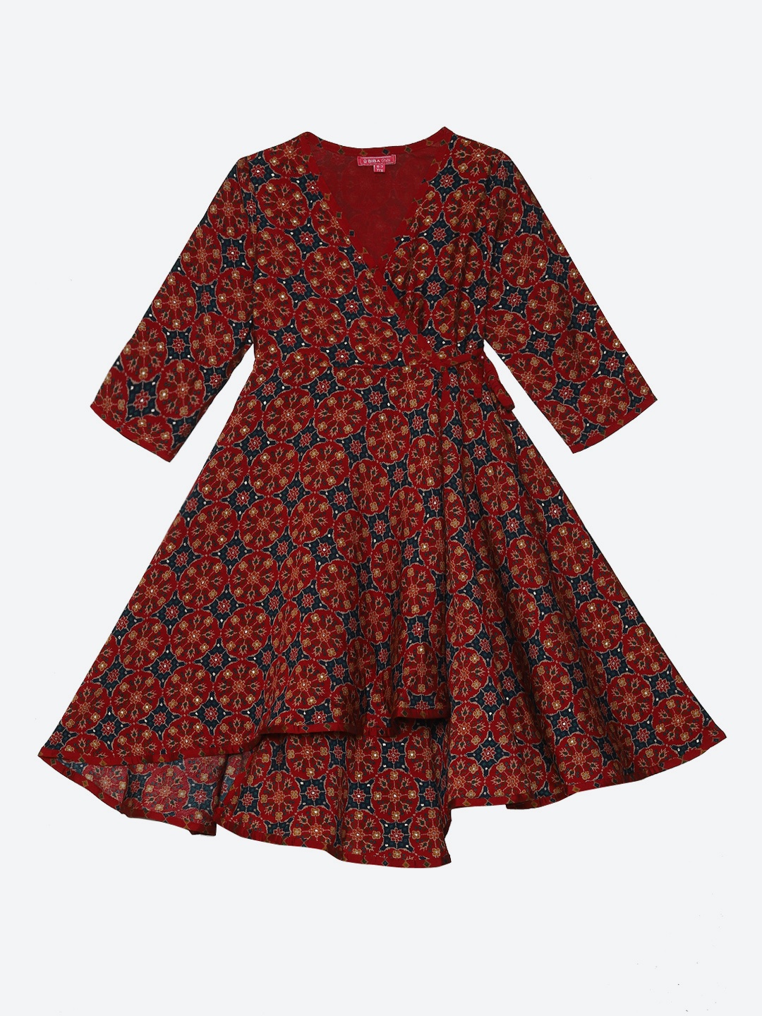 

Biba Maroon & Navy Blue Midi Dress