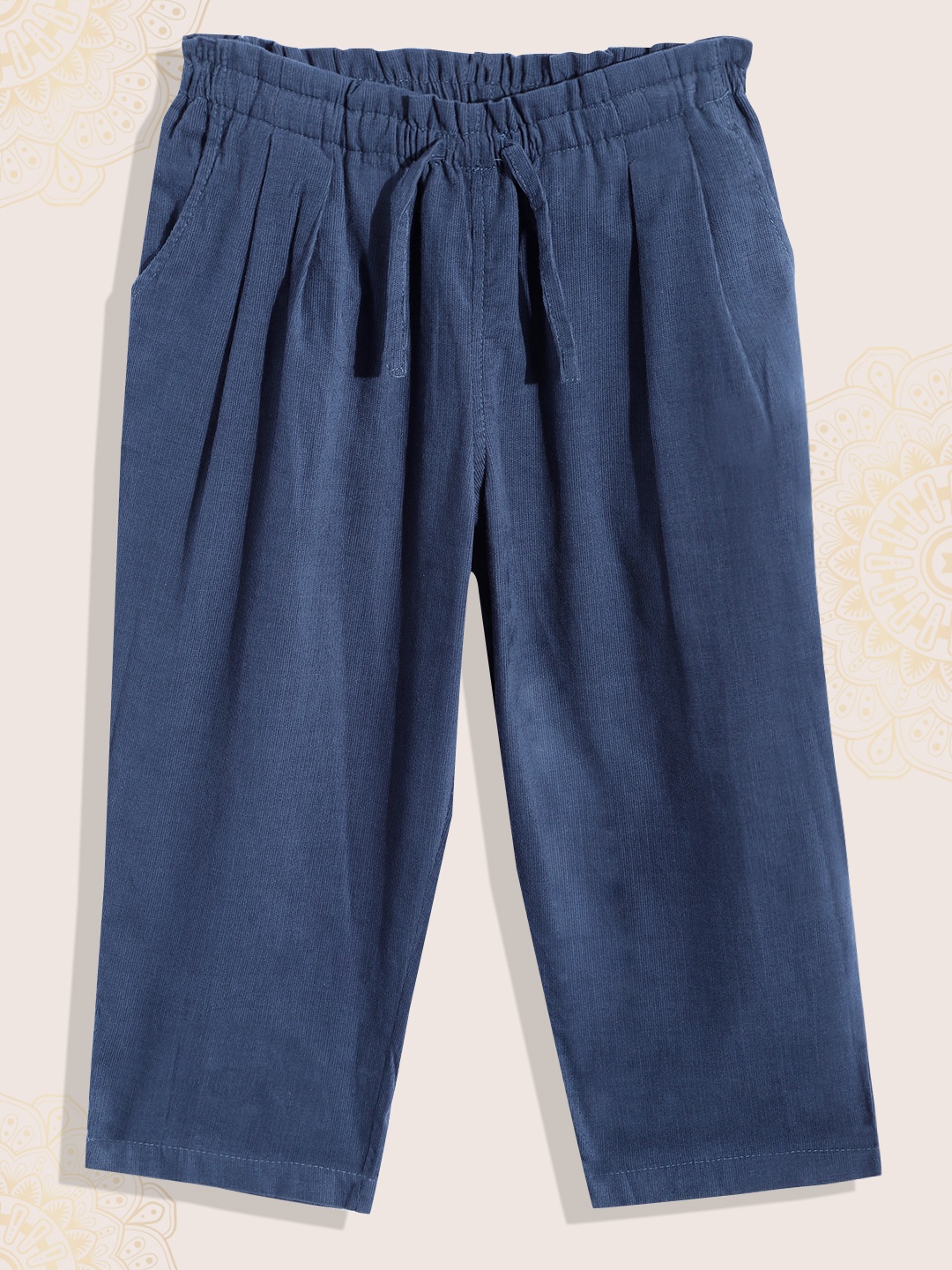 

Biba Girls Navy Blue Solid Pure Cotton Trousers