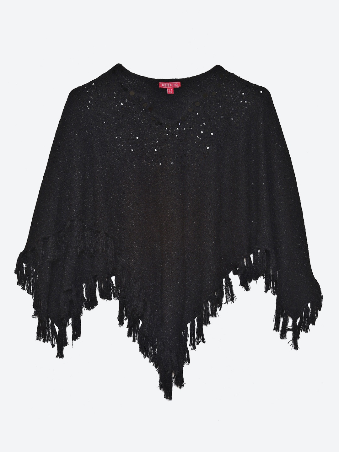 

Biba Girls Black Cable Knit Poncho