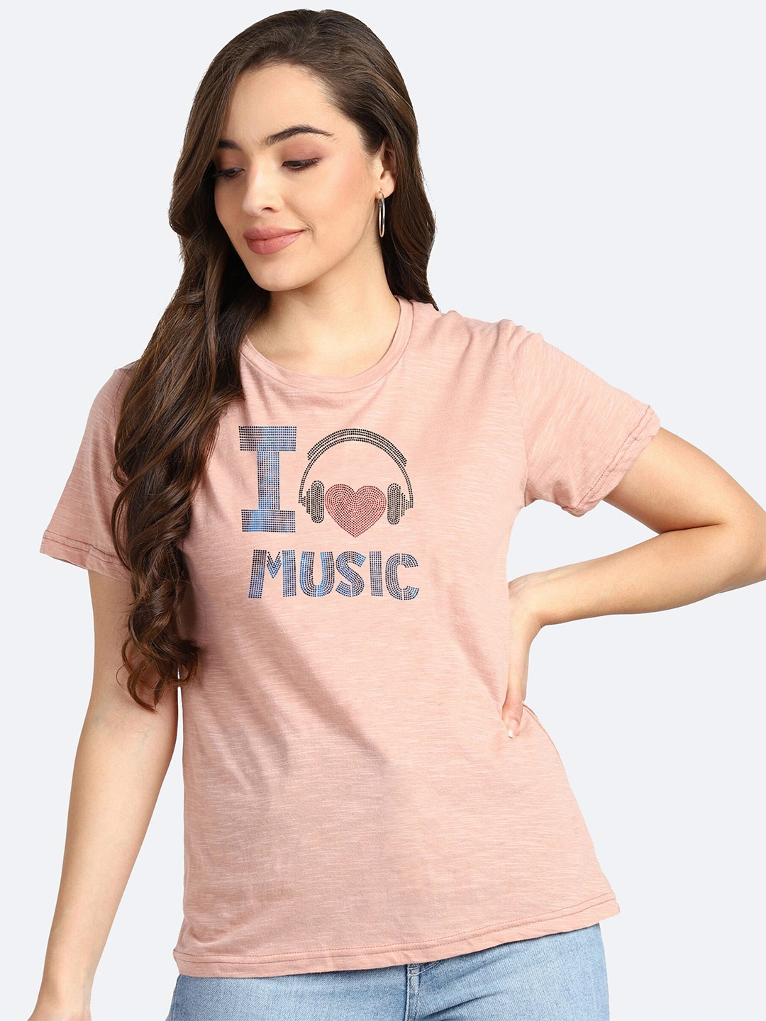 

shashvi Women Pink Typography Printed T-shirt