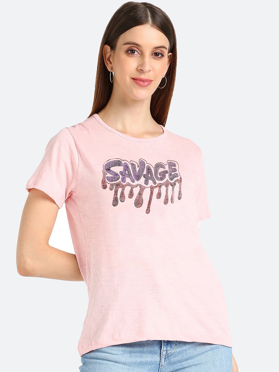 

shashvi Women Rose Typography Printed T-shirt