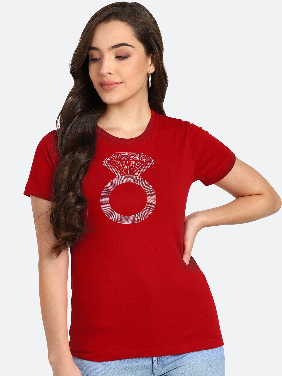 

shashvi Women Red Printed T-shirt