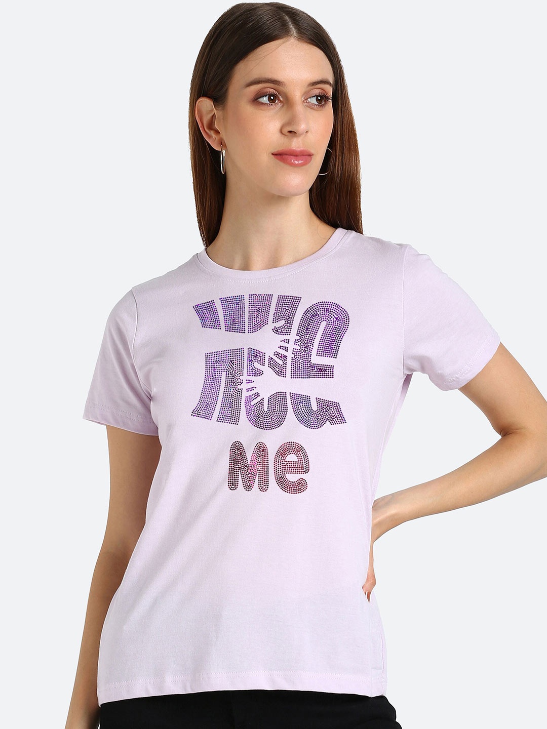 

shashvi Women Purple Typography Printed T-shirt