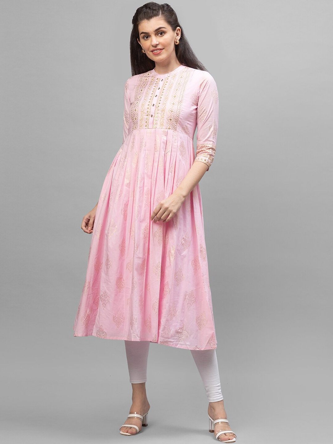 

Globus Women Pink Ethnic Motifs Printed Cotton Kurta