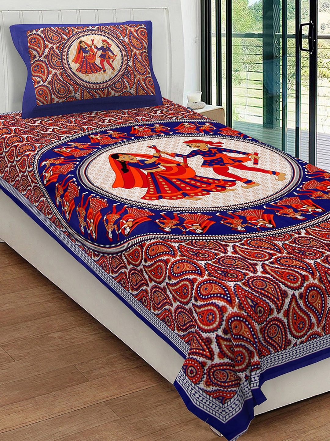 

Urban Magic Unisex Red 120 TC Cotton Printed Single Bedsheet with 1 Pillow Cover