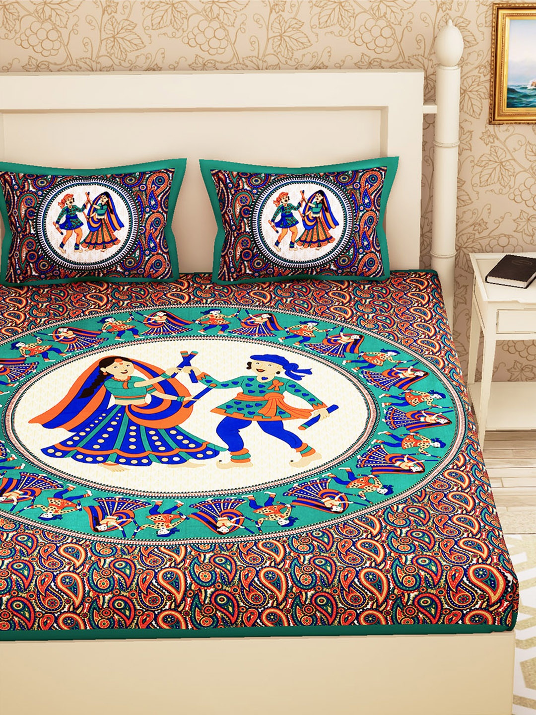 

Urban Magic Adults Multicolored Ethnic Motifs 104 TC Queen Bedsheet with 2 Pillow Covers, Multi