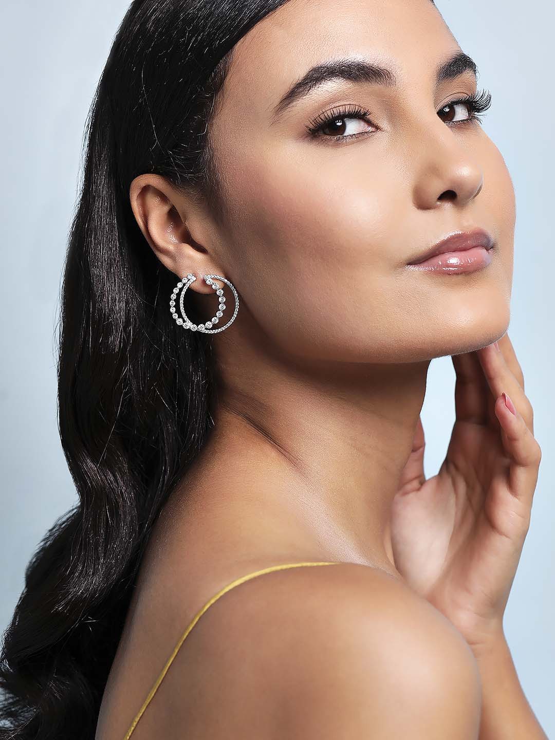 

Rubans Silver-Toned Contemporary Hoop Earrings