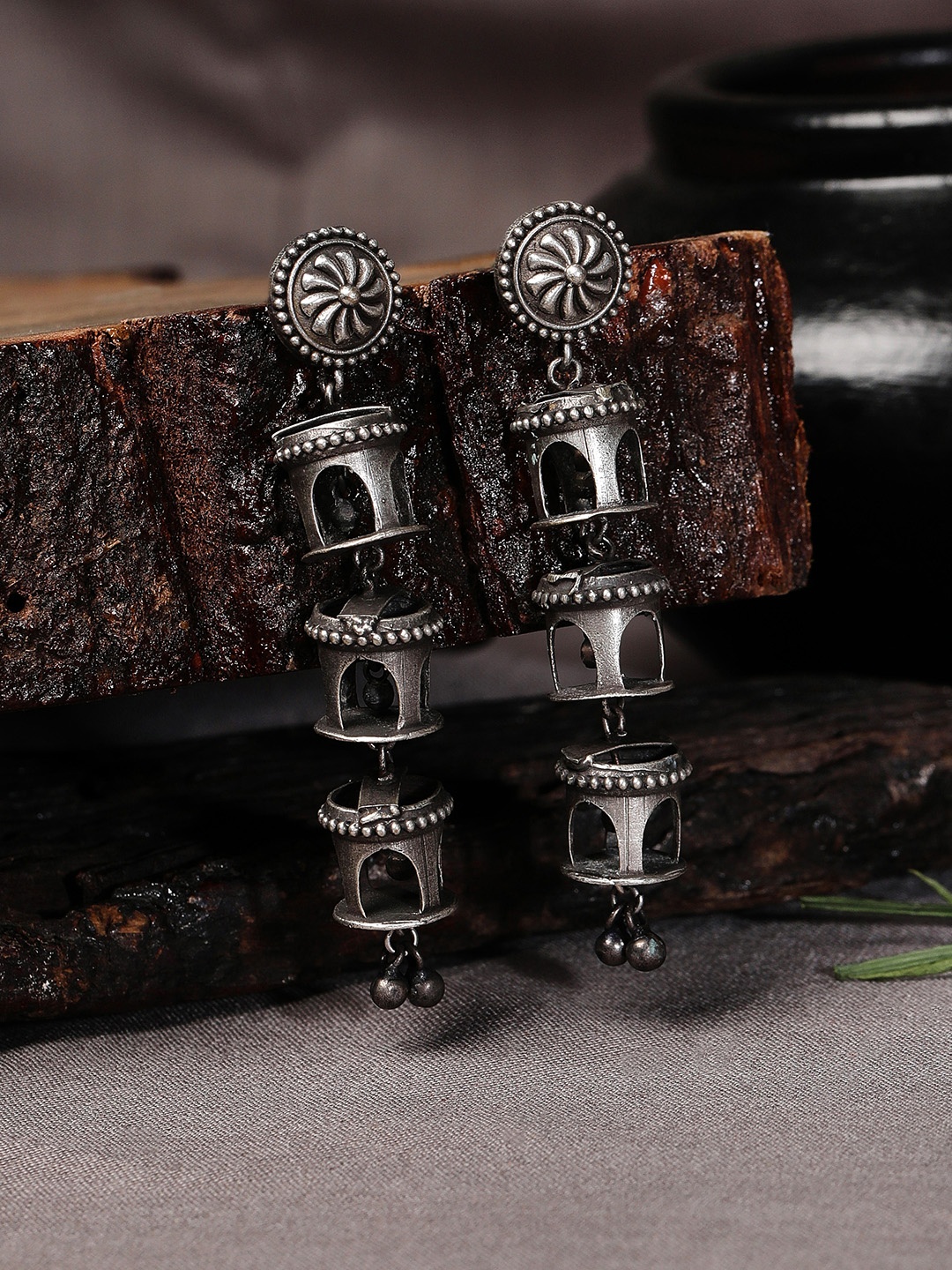 

Rubans Silver-Toned Classic Drop Earrings