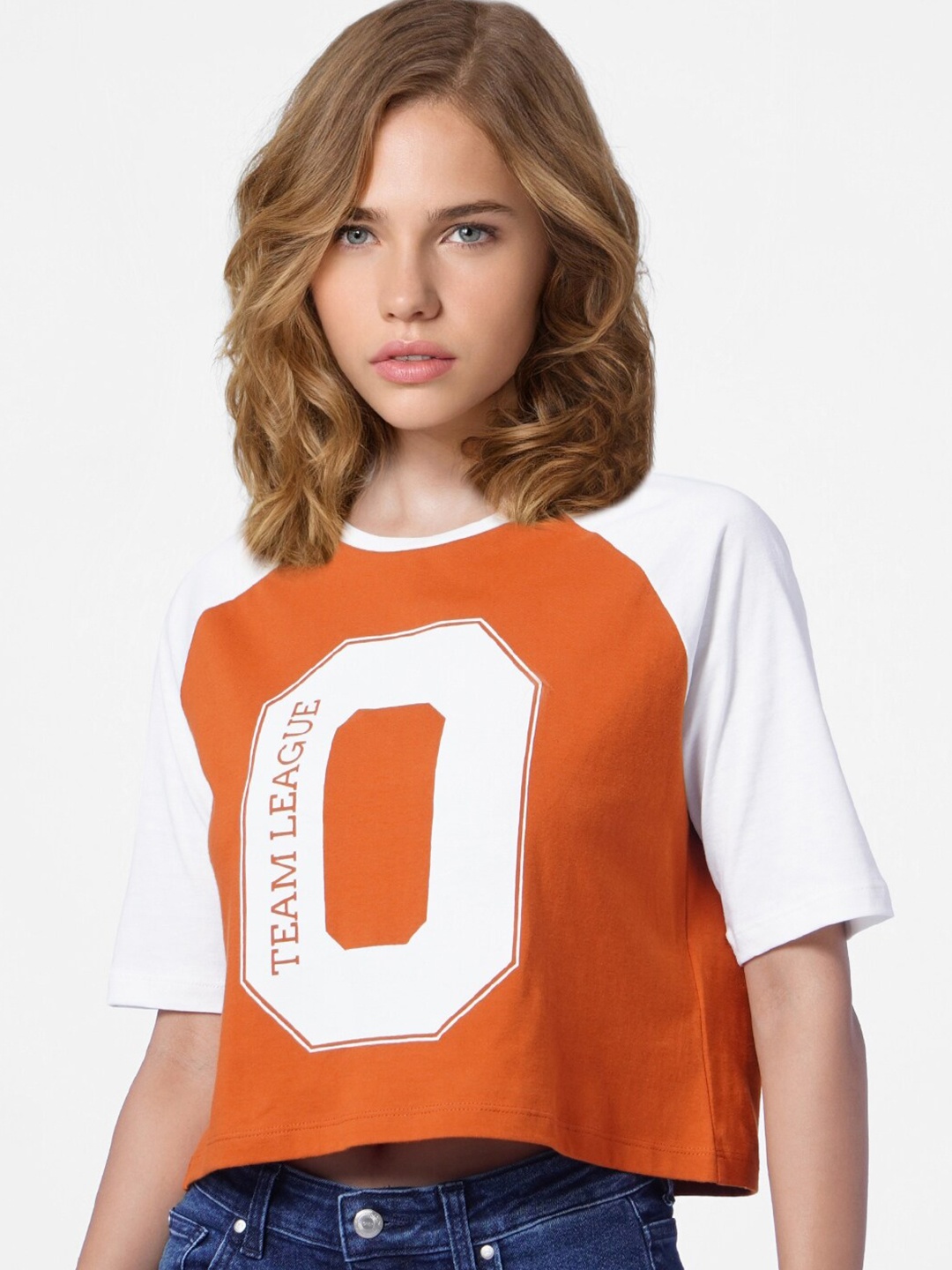

ONLY Women Orange Typography Printed T-shirt