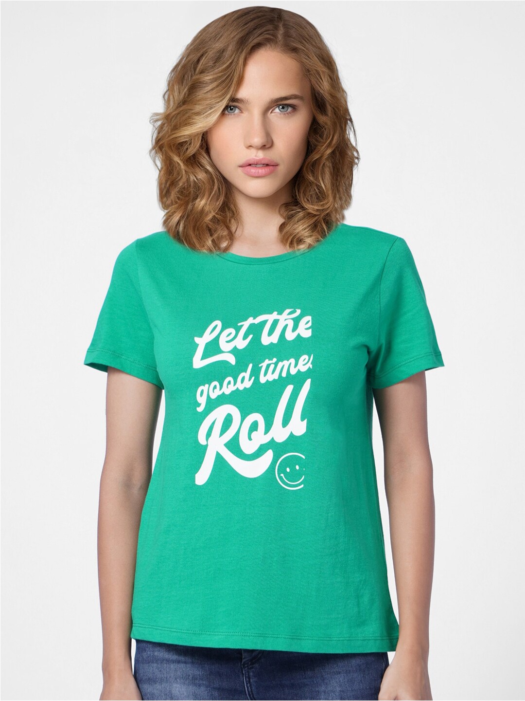 

ONLY Women Green Typography Printed T-shirt