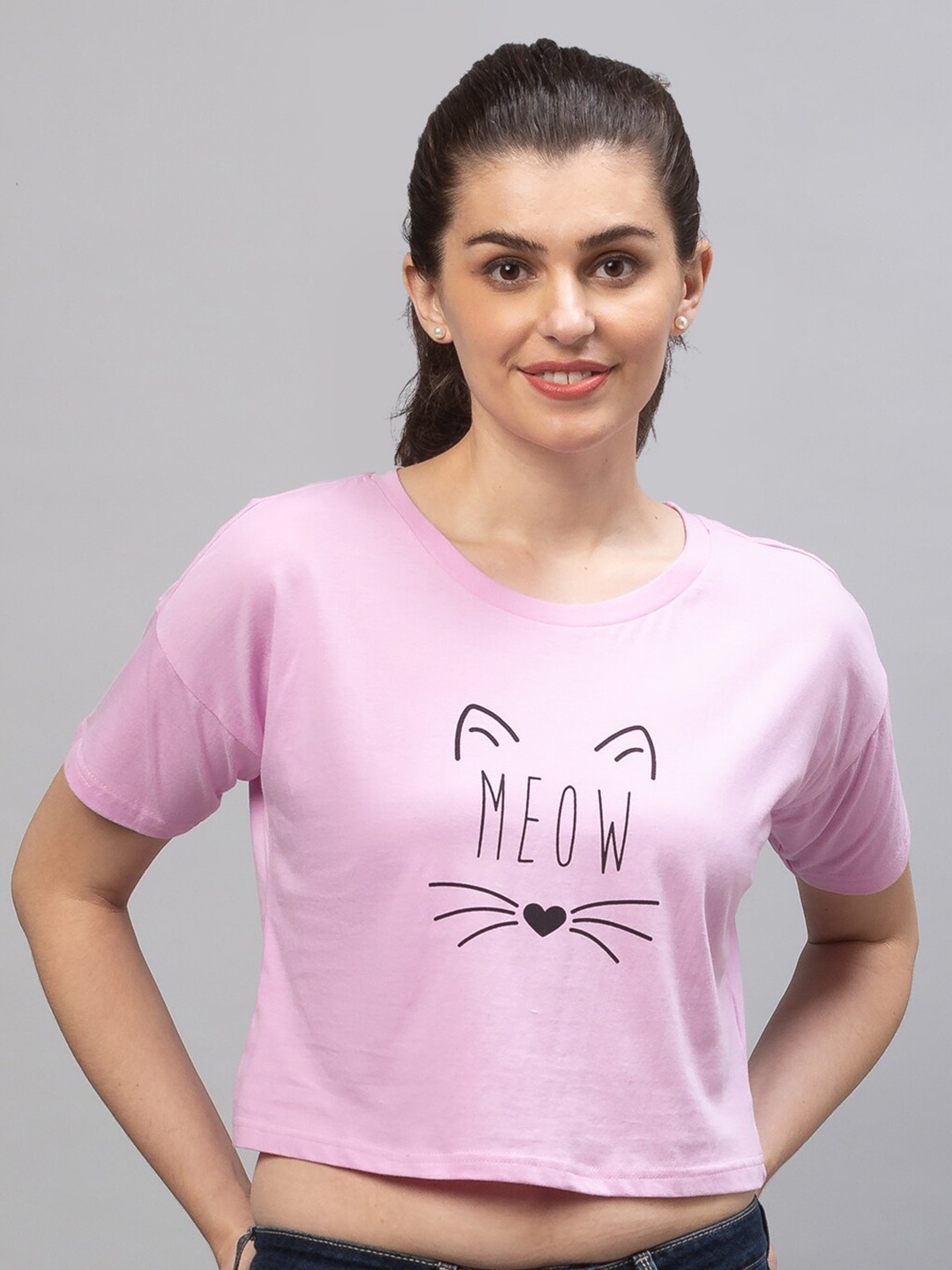 

Globus Women Pink Printed Cotton T-shirt