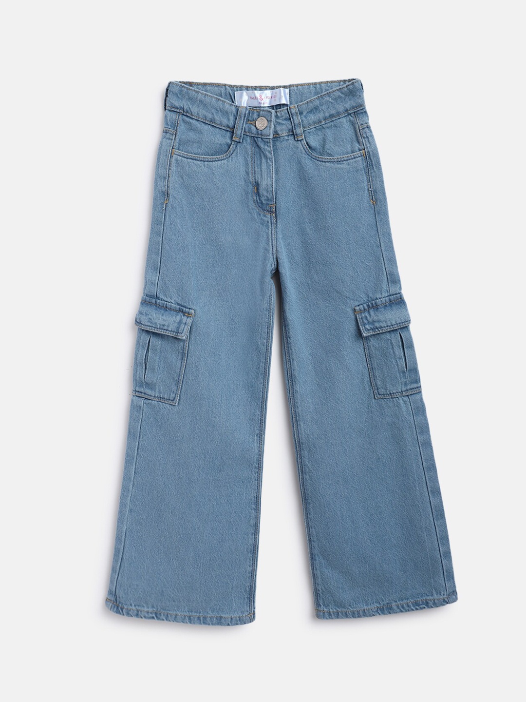 

TALES & STORIES Girls Blue Flared Cargos Trousers
