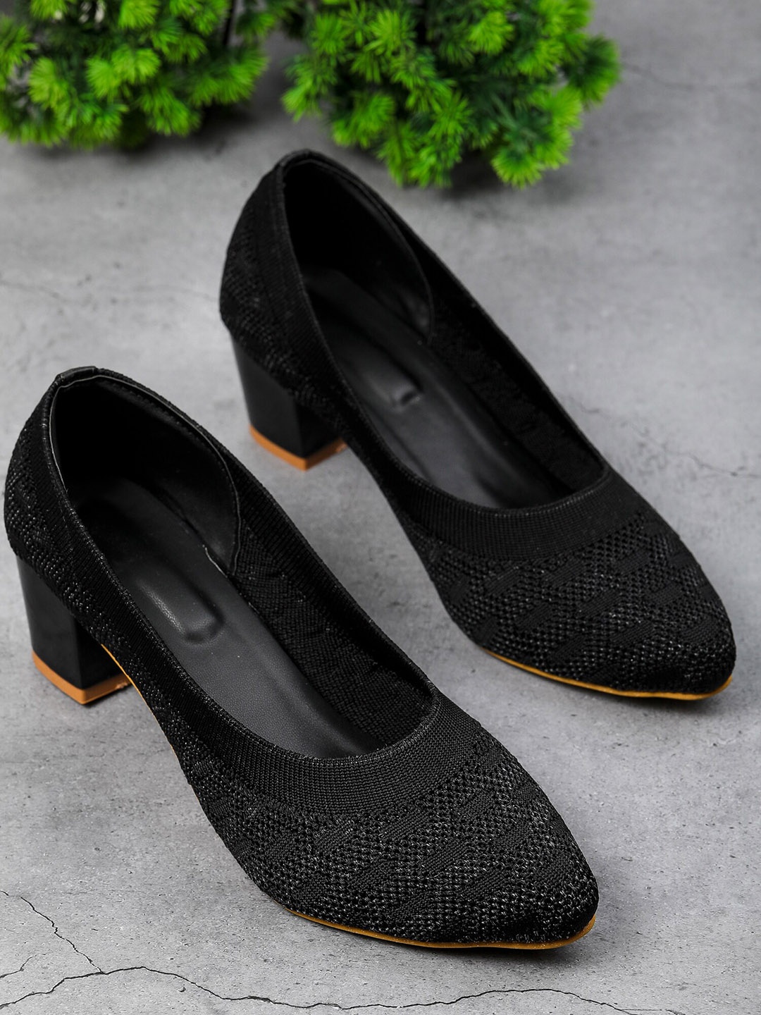 

Luv Byt Women Black Party Block Pumps
