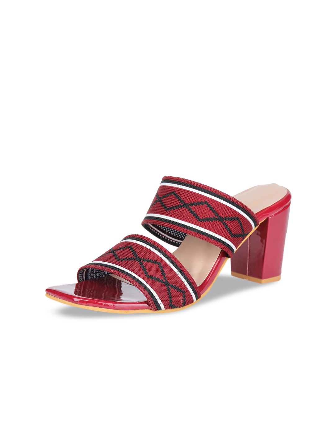 

Luv Byt Women Red Printed Suede Party Block Pumps
