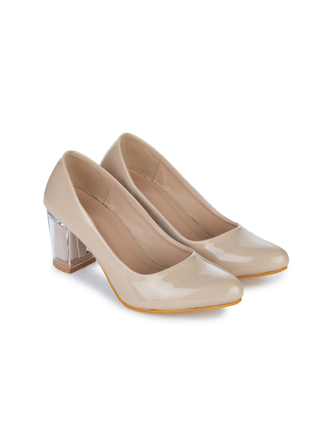 

Luv Byt Women Beige Party Block Pumps