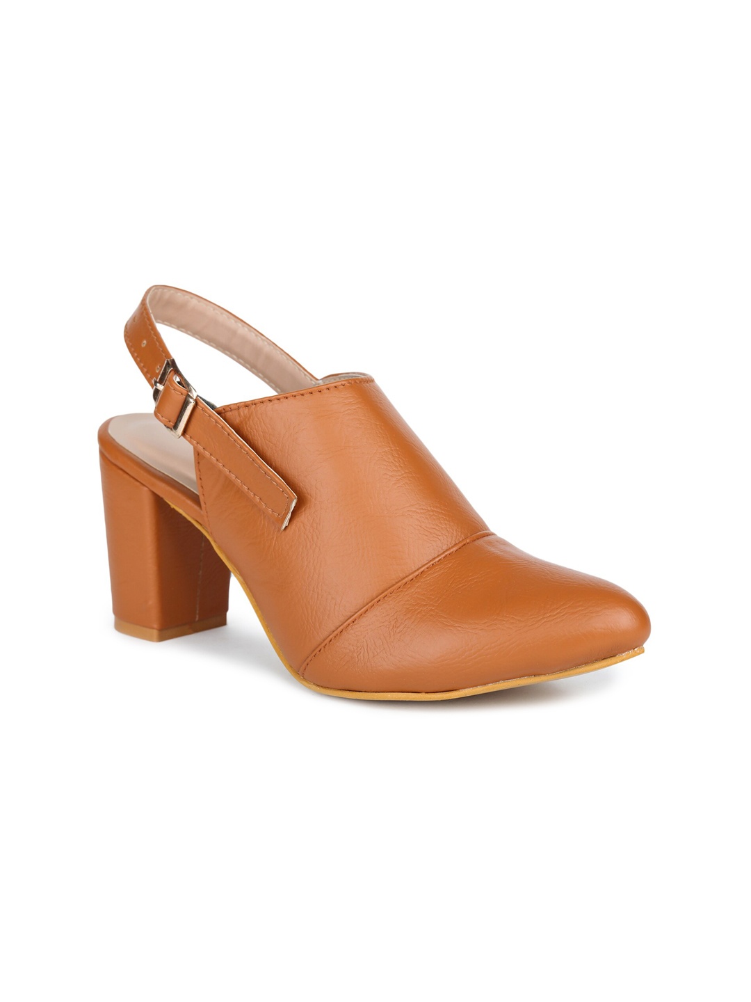 

Luv Byt Tan Party Block Pumps with Buckles