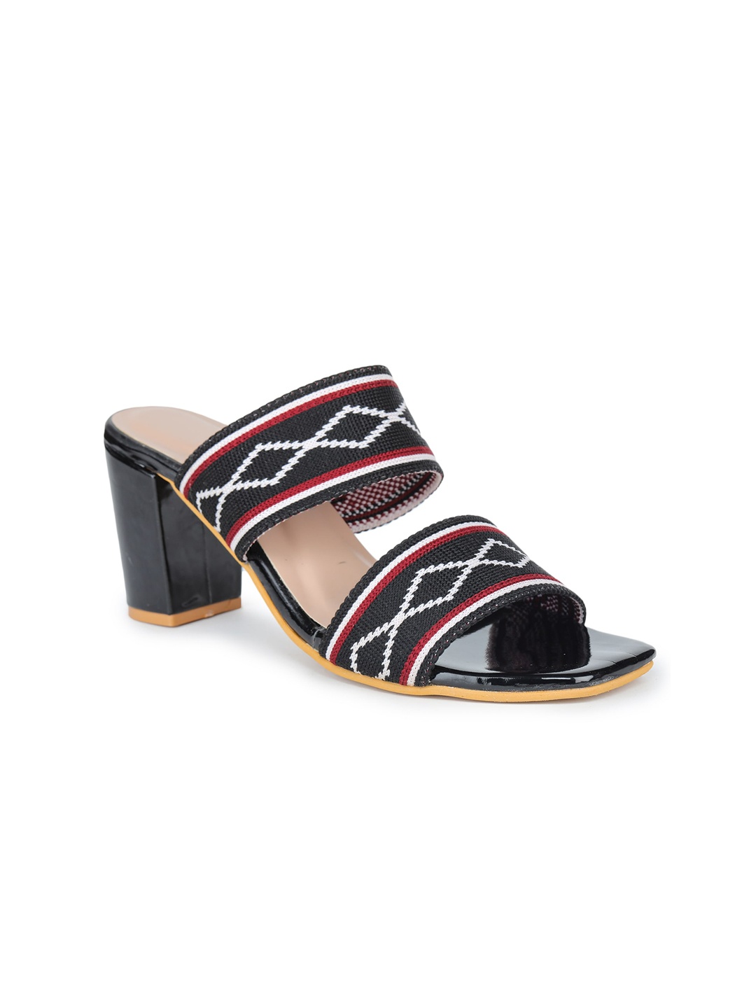 

Luv Byt Women Black Printed Suede Party Block Peep Toes