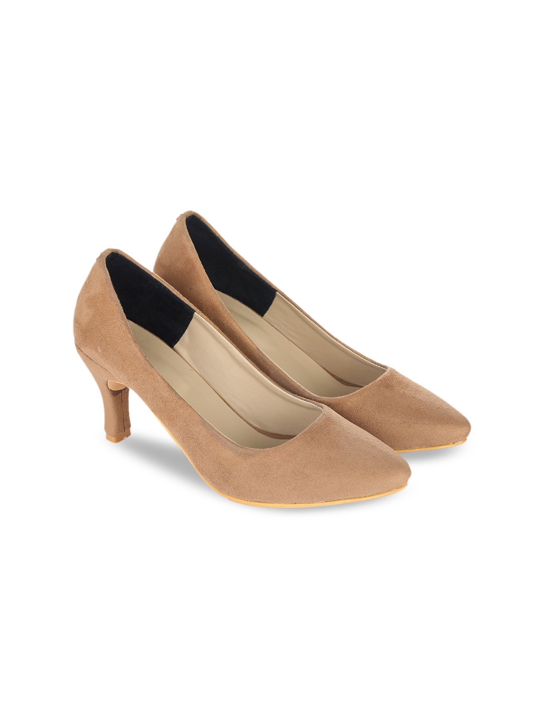 

Luv Byt Women Beige Suede Kitten Pumps