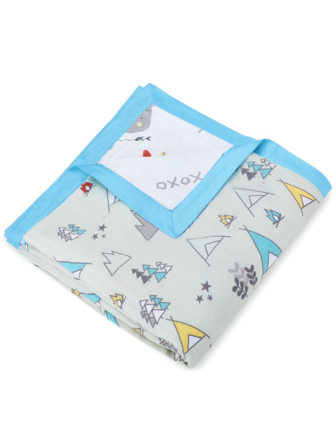 

My Milestones Infant Kids Blue Pure Cotton Muslin Baby Blanket 3 Layered, Multi