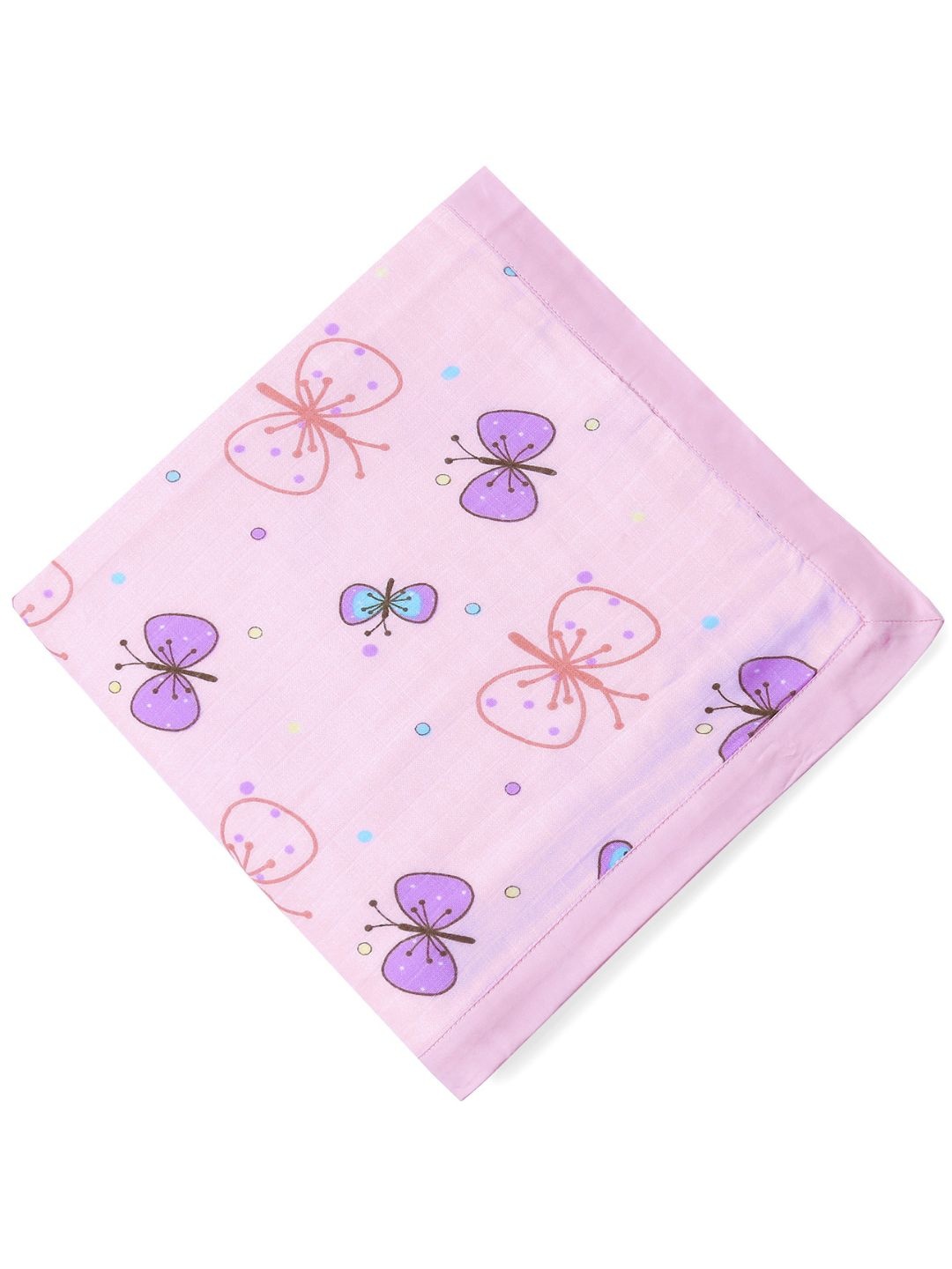 

My Milestones Infants Set Of 2 Pink Butterfly Pure Cotton Muslin Blanket