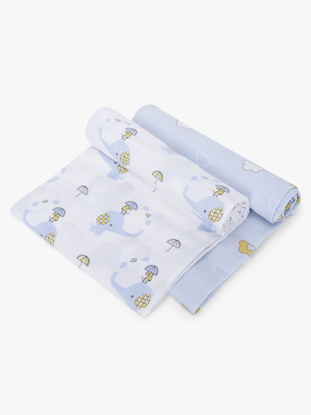 

My Milestones Kids Blue Pure Cotton Muslin Baby Swaddle 2 pc set