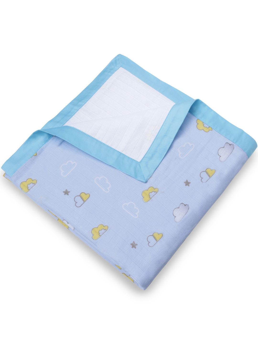 

My Milestones Infants Set Of 2 Clouds Printed Pure Cotton Muslin Blanket, Multi