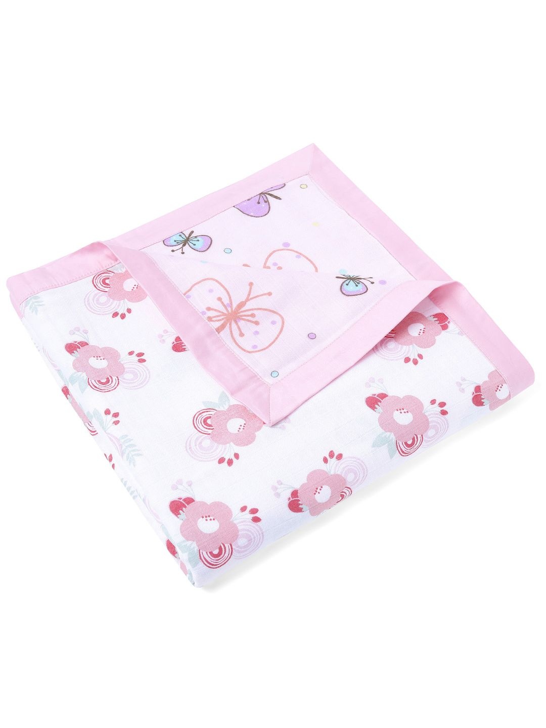 

My Milestones Infant Pink Pure Cotton Muslin Baby Blanket 3 Layered