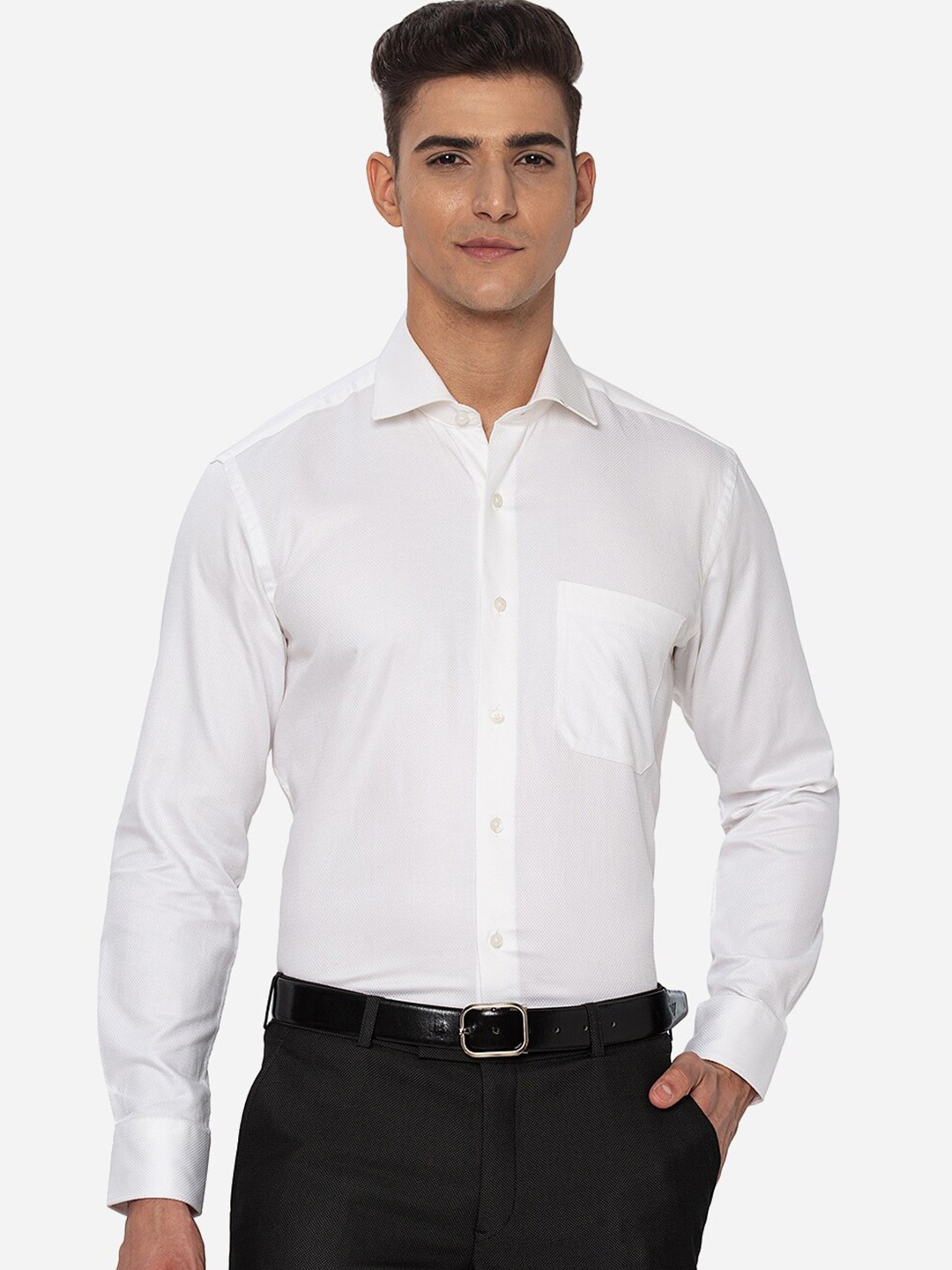 

Greenfibre Men White Slim Fit Casual Shirt