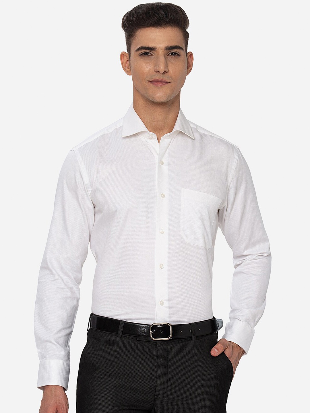 

Greenfibre Men White Slim Fit Casual Shirt